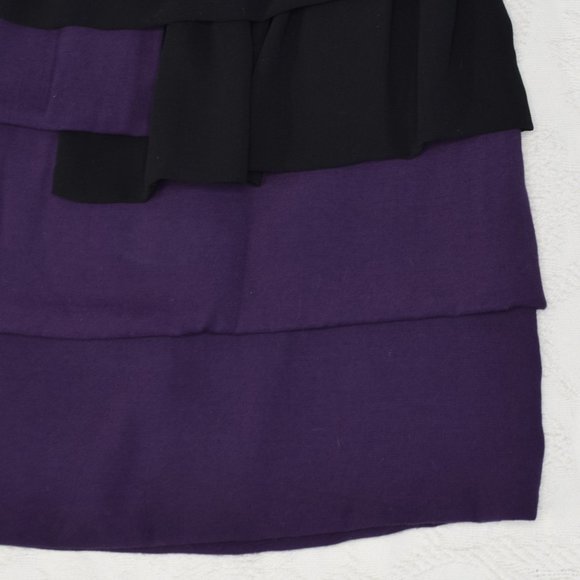 Forever 21 Ruffle Zipper Asymmetrical Mini Evening Cocktail Skirt Purple Black M - Picture 3 of 9